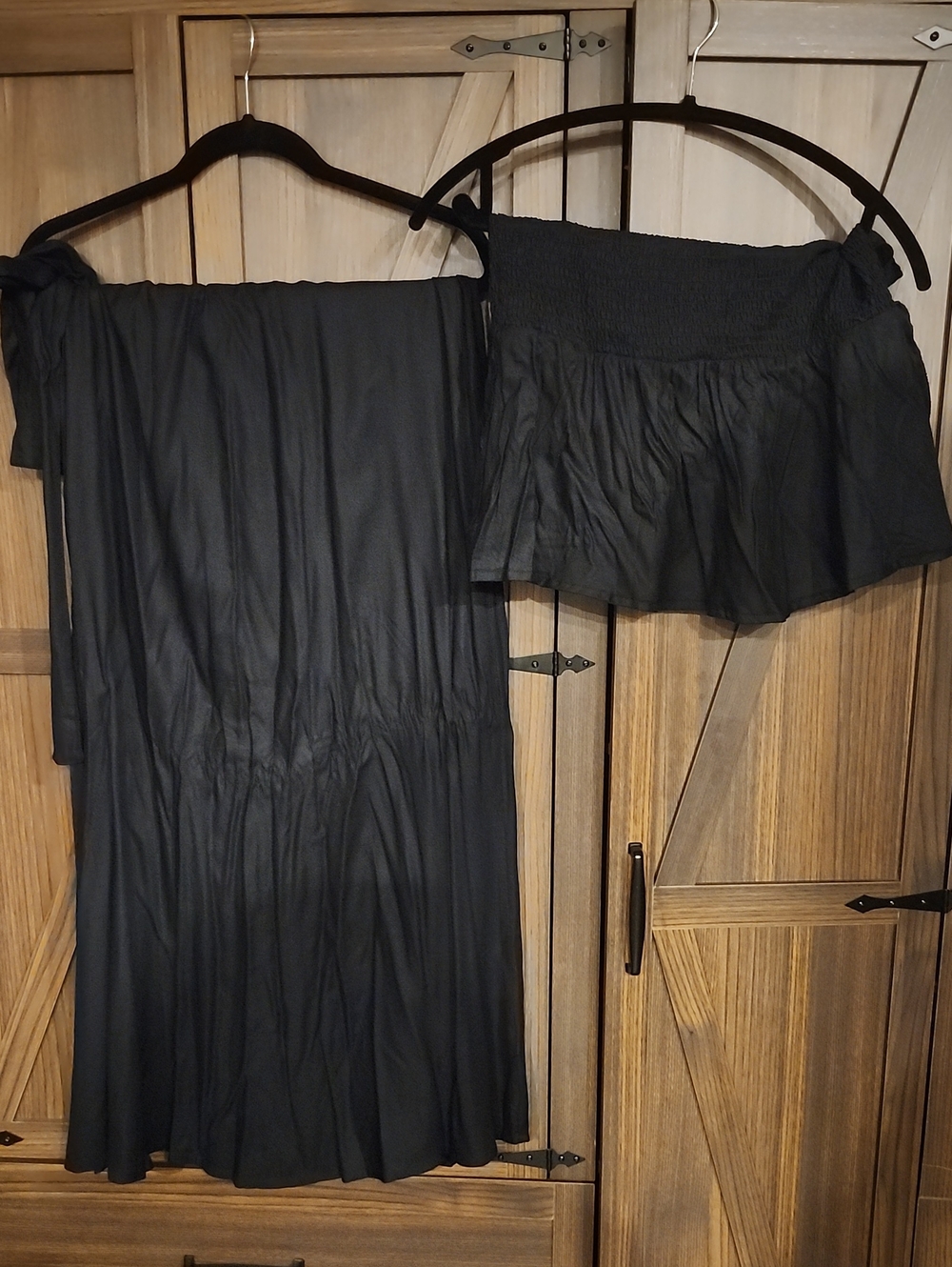 Black Smocked Waist Maxi Skirt for Women
